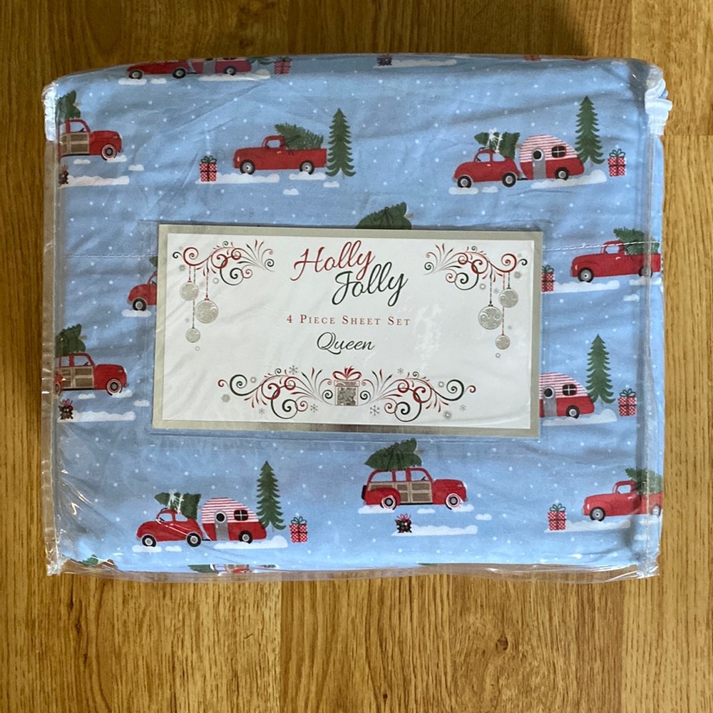 Brand New Holly Jolly Christmas Camper Sheets Size Queen